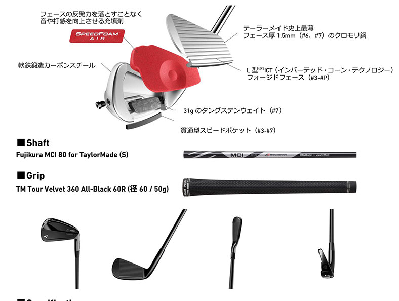 2023年Taylormade P790 Black 5-P MCI 80-S